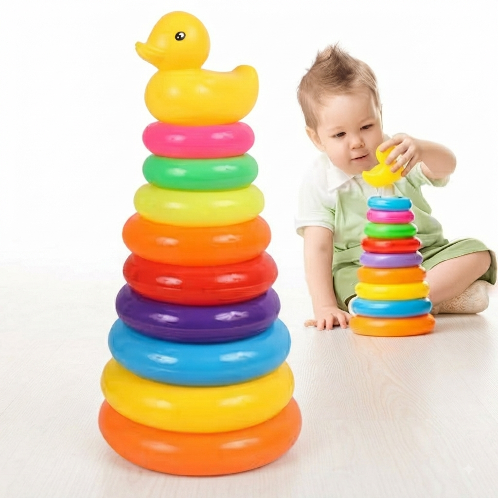 9 Ring Colorful Teddy Junior Stacking Rings Toy