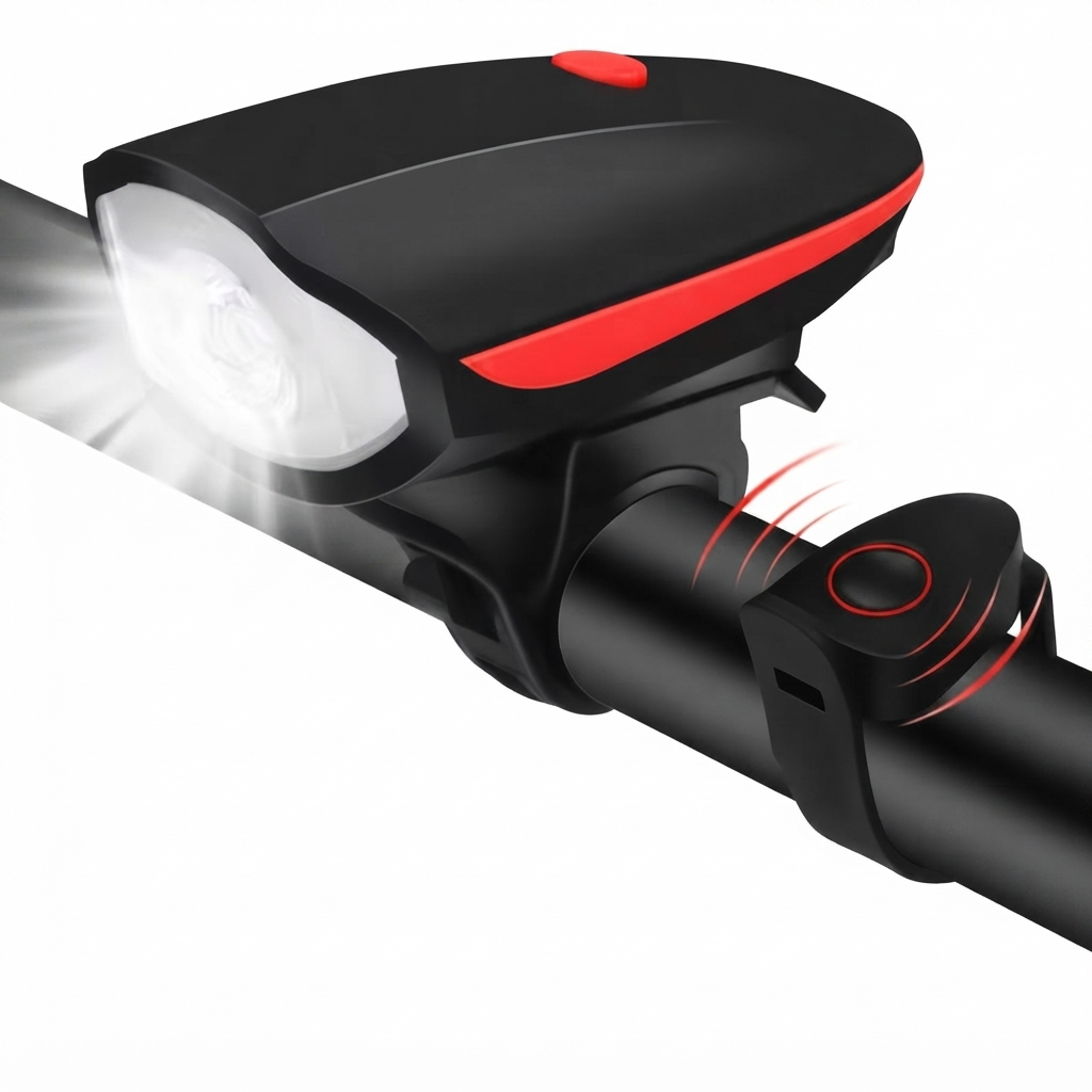 2-in-1 USB Rechargeable Bicycle Horn & LED Front Light