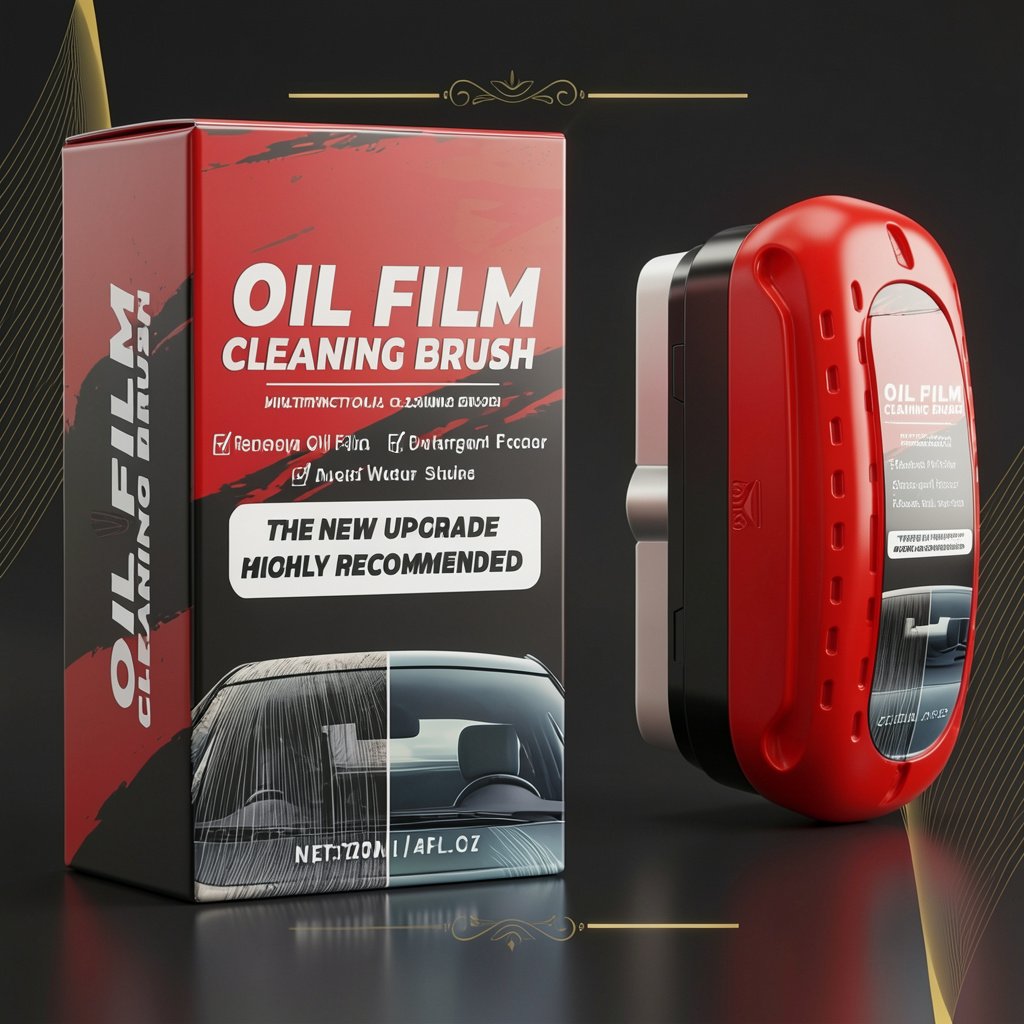 Car Glass Oil Film Remover & Cleaning Brush