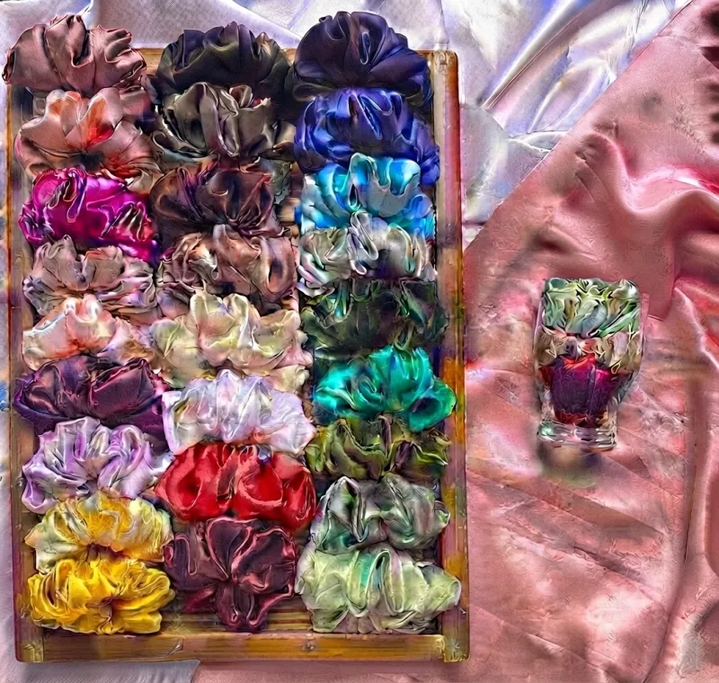 Silver, Black & White Fabric Scrunchies