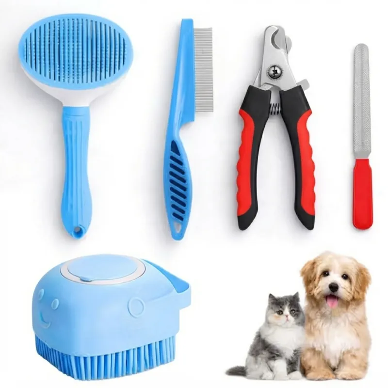 5-in-1 Pet Grooming Tool Combo for Dogs & Cats